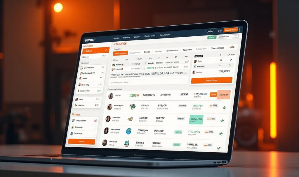 Betfair exchange platform interface showing betting exchange markets, odds, and trading options